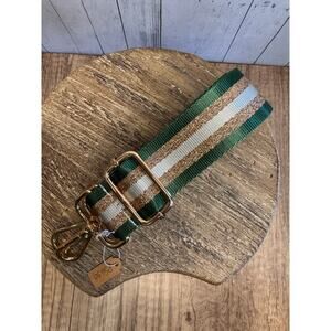 Crossbody Purse Green Gold White Striped Bag Strap Guitar Bag Strap NEW